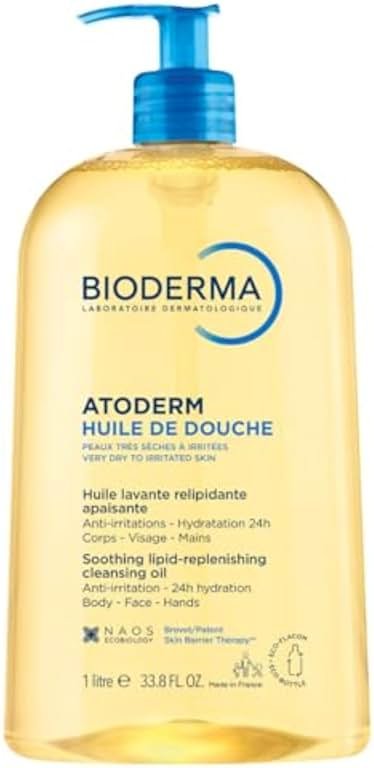Bioderma Atoderm Shower Oil, Cleansing Oil For Face & Body, Nourishing Cleansing Oil For Dry to Atopic Sensitive Skin For Softer & Smooth Skin For Your Whole Family - Product Image