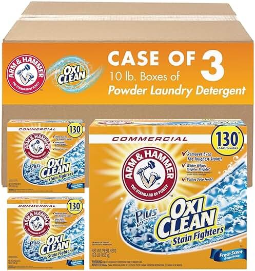 Arm & Hammer 33200-00108 Powder Laundry Detergent, OxiClean, Fresh Scent, 9.92 lb. (Pack of 3) - Product Image