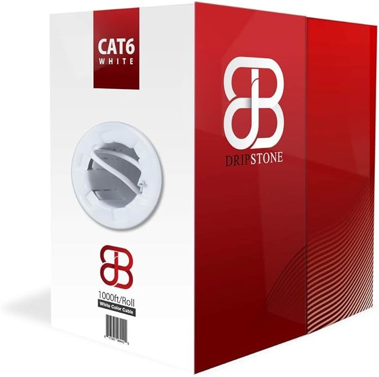 Dripstone CAT6 Ethernet Cable 1000ft Bulk Network LAN Wire 23AWG Solid CCA UTP 550MHz High-Speed Internet Cable Gaming, Streaming, Office, Home Use, Pull Box, Cat6 Bulk, Stable Connectivity - White - Product Image