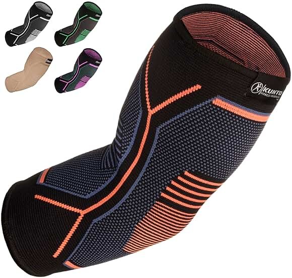 Kunto Fitness Elbow Brace Compression Support Sleeve (Shipped From USA) for Tendonitis, Tennis Elbow, Golf Elbow Treatment - Reduce Joint Pain During Any Activity! - Product Image