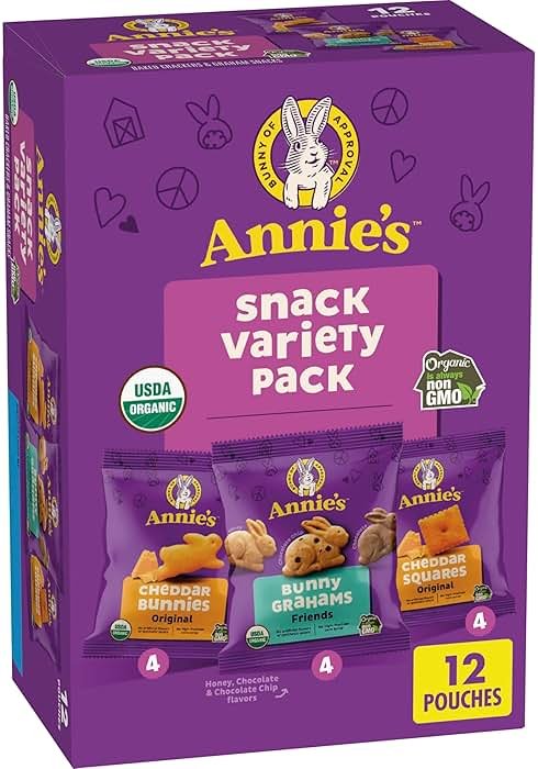 Annie’s Homegrown Snack Pack Variety Cheddar Bunnies/Friends Bunny Grahams/Cheddar Squares Crackers 12 ct 11 oz - Product Image