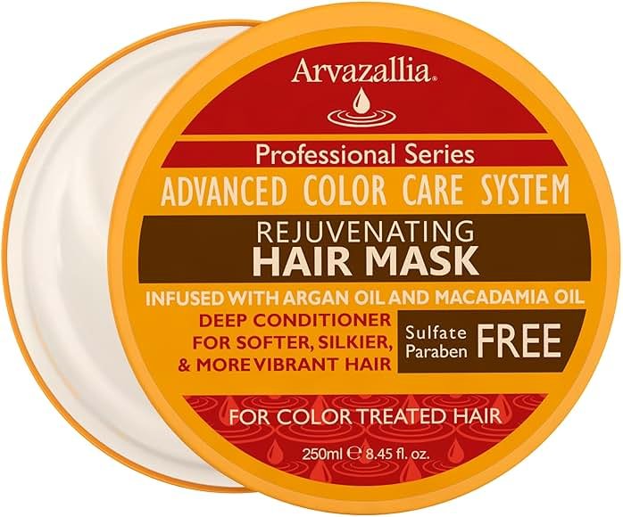 Arvazallia Rejuvenating Hair Mask and Deep Conditioner For Color Treated Hair with Argan Oil and Macadamia Oil Sulfate Free & Paraben Free - Product Image