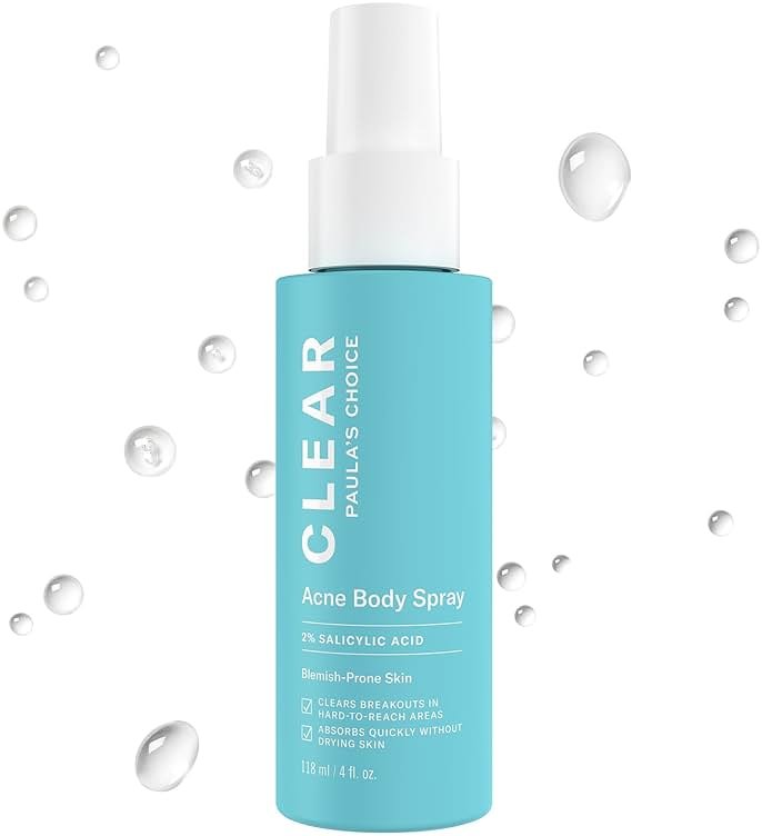 Paula's Choice CLEAR Exfoliating Back & Body Acne Spray, Bacne Spray with 2% BHA Salicylic Acid Back Acne Treatment for Clogged Pores, Blackheads & Breakouts, Alcohol-Free, Fragrance-Free, 4 Fl Oz - Product Image