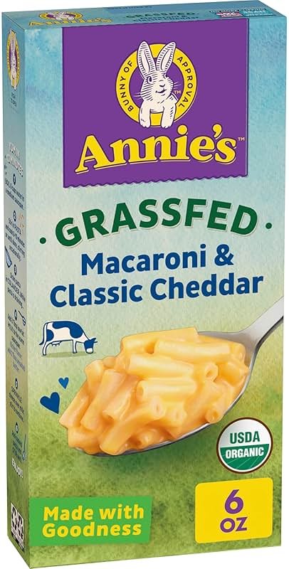 Annie's Organic Grass-Fed Macaroni and Classic Cheddar, Made with Real Cheese, 6 oz - Product Image