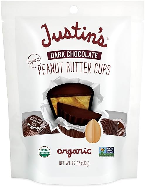 Justin's, Peanut Butter Cups Dark Chocolate Mini Organic, 4.7 Ounce - Product Image