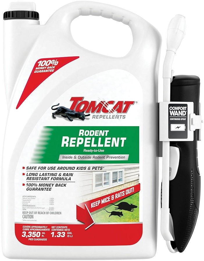 Tomcat Repellents Rodent Repellent Ready-to-Use with Comfort Wand - For Indoor and Outdoor Mouse and Rat Prevention, Peppermint Oil Spray for Rodents with Cinnamon & Garlic Essential Oils, 1 gal. - Product Image