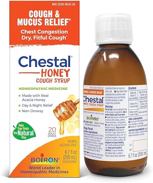 Boiron Chestal Honey Adult Cold and Cough Syrup for Nasal and Chest Congestion, Runny Nose, and Sore Throat Relief - 6.7 Fl oz - Product Image
