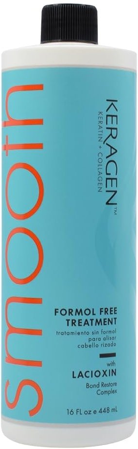 Keragen Brazilian Keratin Smoothing Treatment | Formaldehyde-Free Blowout for Frizzy, Dry, or Damaged Hair | Smooth, Silky Results | Fine to Medium Hair | 16 Oz - Product Image
