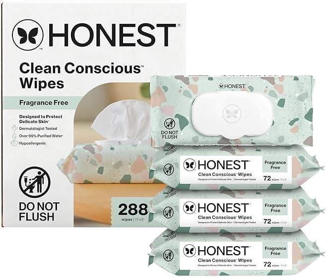 The Honest Company Hypoallergenic Multi-Use Baby Wipes for Sensitive Skin, Geo Mood, 288 Count - Product Image