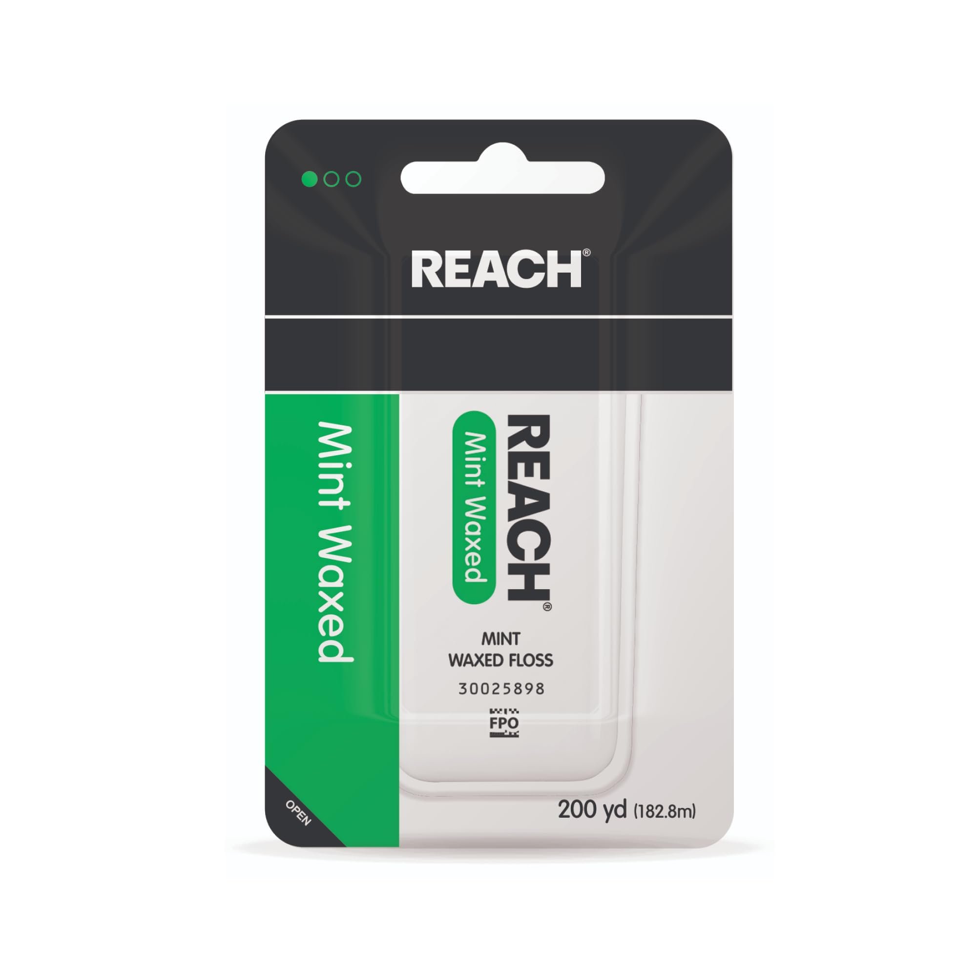 REACH Waxed Dental Floss, Mint, Plaque Remover for Teeth, Shred Resistant, Floss Slides Smoothly, Easy to Use, Waxed, Deep Cleaning Teeth, Oral Care, PFAS Free, for Adults & Kids, 1 Pack, 200 yd - Product Image
