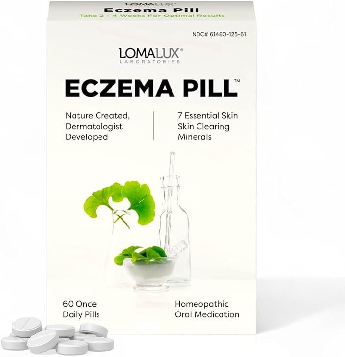 Loma Lux Eczema Pills – Natural Eczema Treatment Relief Remedy – Dermatologist Developed – 7 Minerals Clear & Prevent Severe Eczema Scaling, Rash, Anti Itch Skin Body Face for Adults, Kids, Toddlers - Product Image