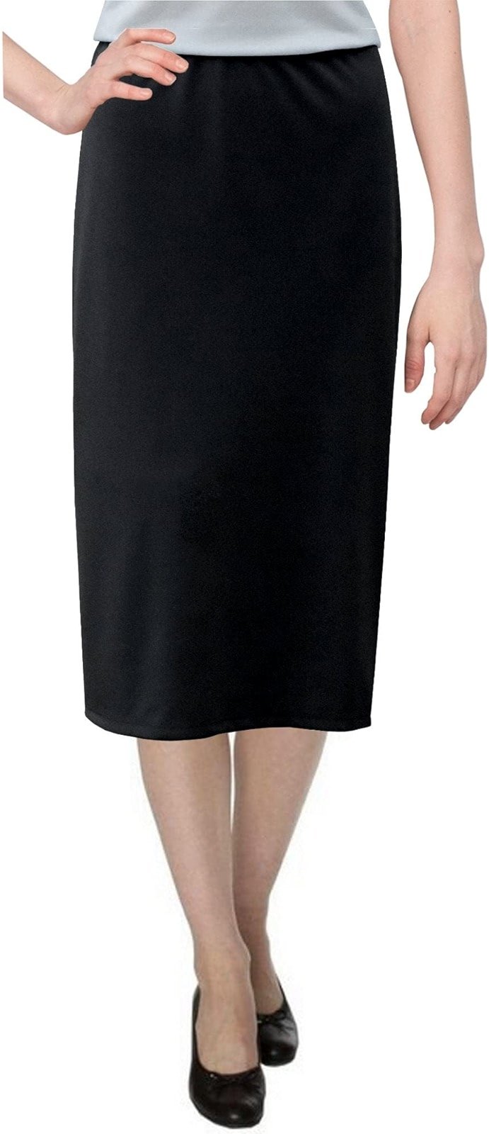 Baby'O Women's Basic Modest 26" Below The Knee Length Stretch Knit Straight Skirt - Product Image
