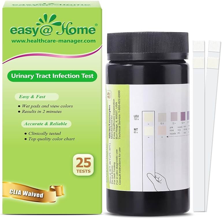 Easy@Home UTI Test Strips 25 Tests, Instant Urine Test Kit for UTI Infections, Women Urinary Tract Bladder Infection Testing, Results in 2 Min (UTI-25P) - Product Image