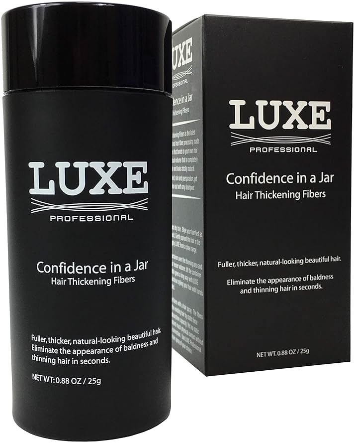 LUXE Hair Building Fibers - Thickening Fibers - CONFIDENCE IN A JAR – 2 + Months Supply – Hypoallergenic, Dermatologist Tested – Multiple Colors Available (Black) - Product Image