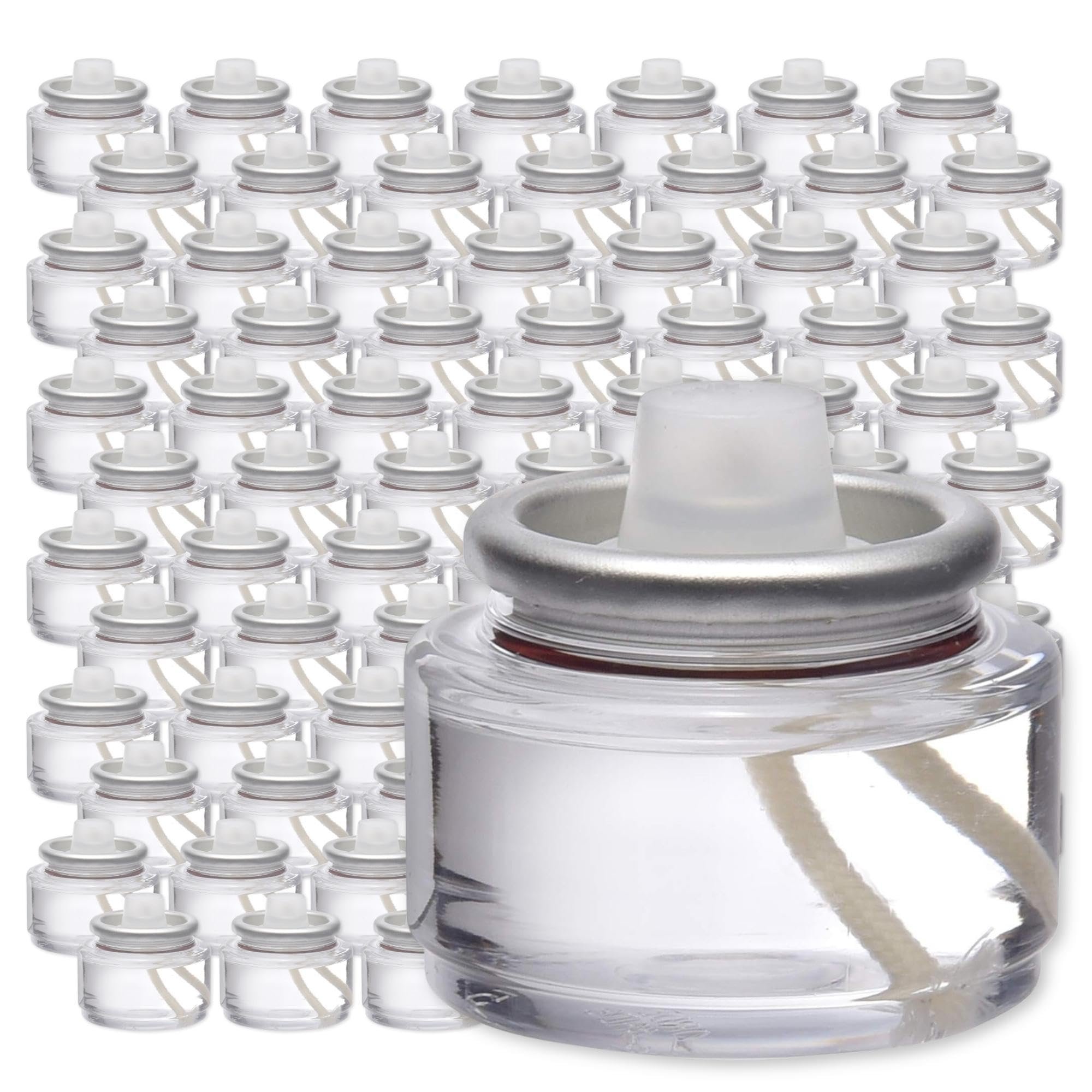 Hollowick Disposable Liquid Candles, 8 Hour, for Use in Glass Votive Tealight Lamp Holders, Restaurant Wedding Table Top Lights, Child Resistant Closures, 90 Pieces, Clear Fuel Oil HD8-90 - Product Image