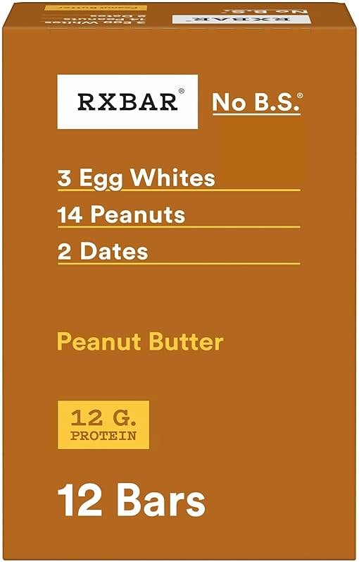 RXBAR Protein Bars, 12g Protein, Gluten Free Snacks, Snack Bars, Peanut Butter, 22oz Box (12 Count) - Product Image