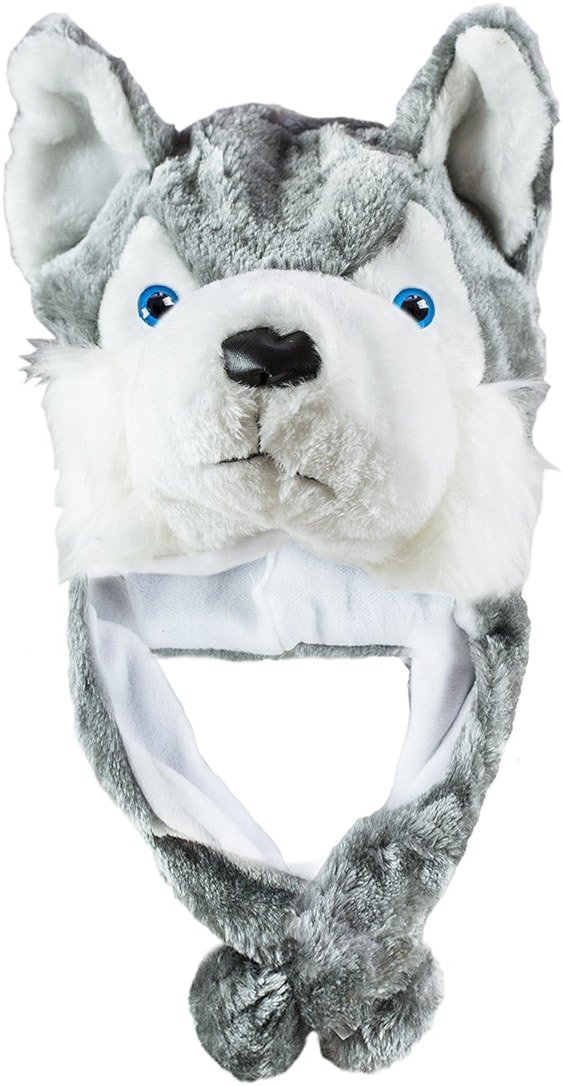 Super Z Outlet Cute Plush Animal Hat Winter Warm Winter Fashion Clothing Accessories (Husky/Wolf-Short) Grey - Product Image