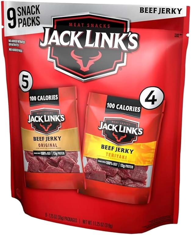 Jack Link's Beef Jerky Variety Pack - Original and Teriyaki - (9 Pack) 1.25 oz Bag - Ready to Eat Protein Snacks - 13g Protein per Serving - Made with 100% Real Beef - Product Image