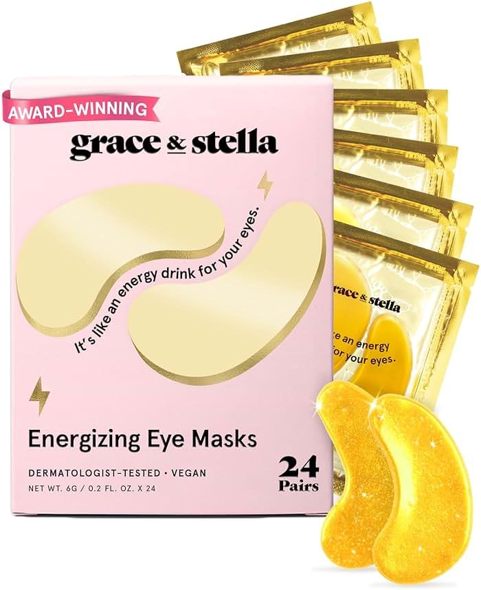 Grace & Stella Under Eye Mask for Dark Circles, Puffy Eyes, Undereye Bags, Wrinkles - Gel Under Eye Patches - Vegan (24 Pairs, Gold) - Product Image