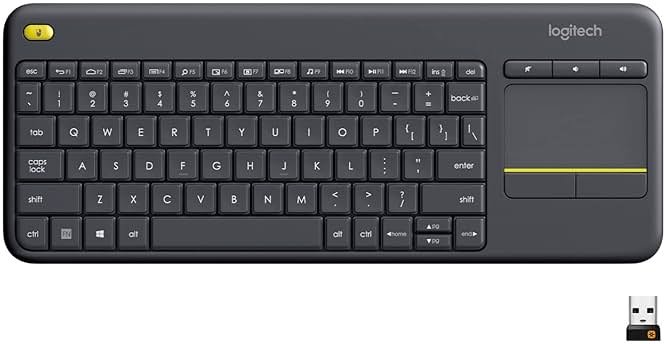 Logitech K400 Plus Wireless Touch TV Keyboard with Easy Media Control and Built-in Touchpad, HTPC Keyboard for PC-Connected TV, Windows, Android, ChromeOS, Laptop, Tablet - Black - Product Image