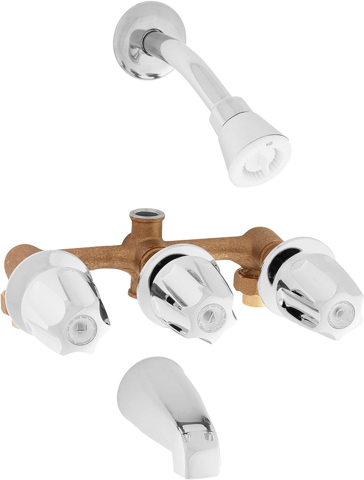 Kingston Brass Elements of Design EF110 Saloon 3-Handle Tub & Shower Faucet, 5", Polished Chrome - Product Image