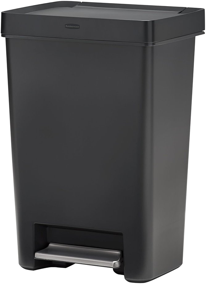 Rubbermaid Premier Series II Step-On Trash Can for Home and Kitchen, with Lid Lock and Slow Close, 12.4 Gallon, Charcoal, for Home/Kitchen/Garage/Apartment/Office - Product Image