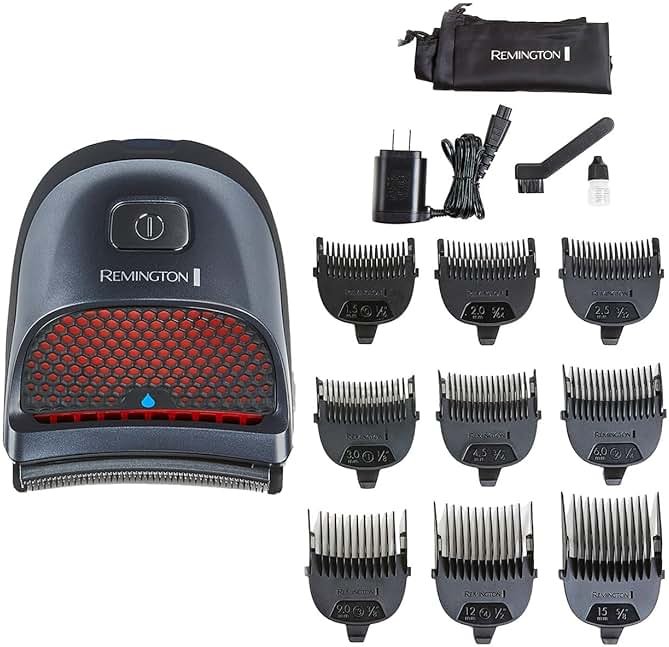 Remington Shortcut Pro Self-Haircut Trimmer Kit, Waterproof Cordless Electric Razor for Head, Beard, and Body, Curved Blades and 9 Trimmer Lengths, Head Shaver, 5-Minute Quick-Charge, 14-Piece Set - Product Image