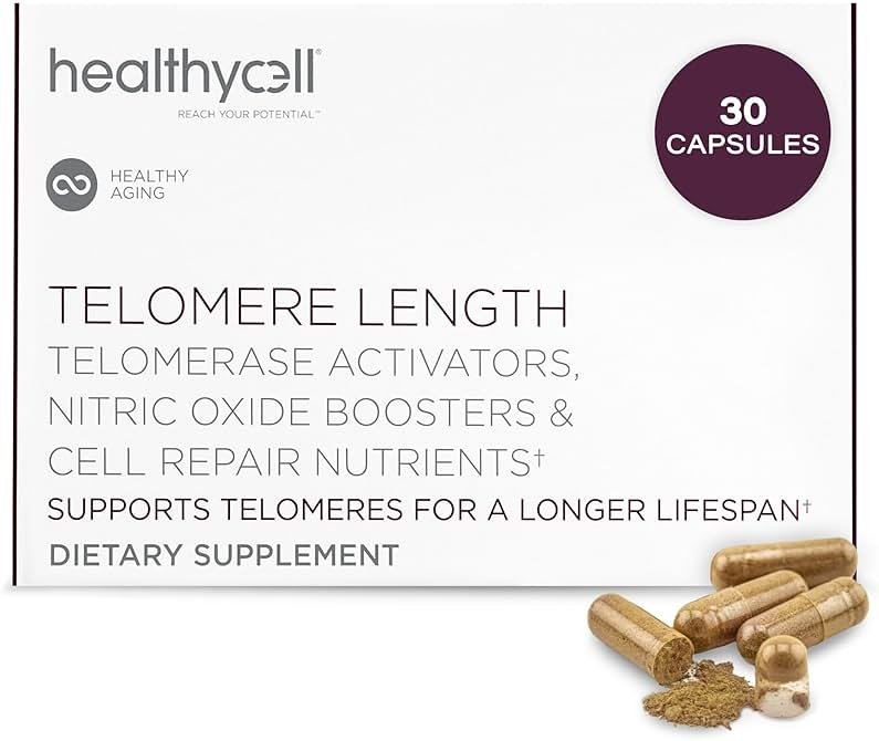 Healthycell Telomere Length Supplement - Anti-Aging Telomere Lengthening Supplements with Phytonutrients & Vitamins for Cellular Health - AC-11, Astragalus & Resveratrol - 30 Capsules - Product Image
