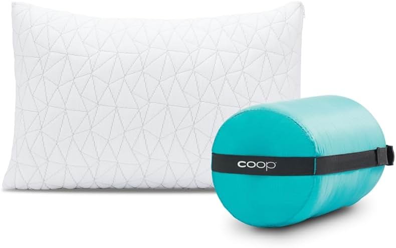Coop Home Goods Original Travel and Camping Adjustable Pillow, Small Camping Pillow with Compressible Stuff Sack, Medium-Firm Memory Foam with Lulltra Washable Cover, CertiPUR-US Certified (19x13) - Product Image