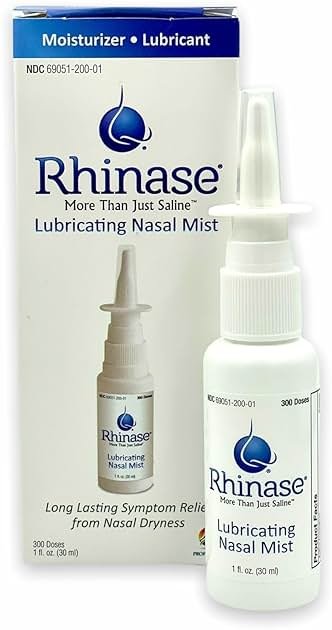 Rhinase Allergy Relief Saline Nasal Spray – Steroid Free, Dual Wetting Agent & Salt Formulation, 300 Sprays for Dry Nose, Allergy, nosebleeds from Nasal Dryness - Product Image