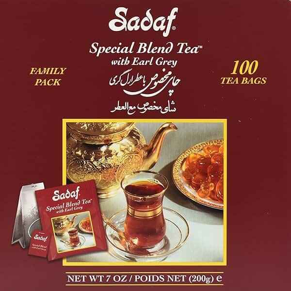 Sadaf Earl Grey Tea Bags | Special Blend Earl Grey Ceylon Black Tea | Product harvested in Sri Lanka | 100 bags (pack of 1) - Product Image