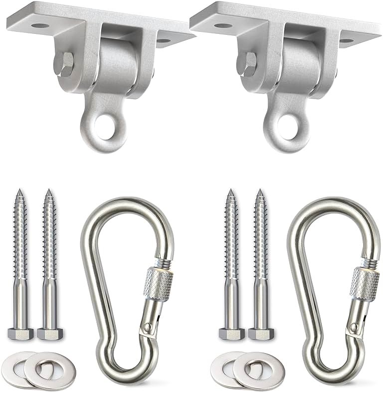 Jungle Gym Kingdom Swing Set Hangers - 2 Heavy Duty Brackets with Locking Snap Hooks for Porch, Patio, Playground - Indoor/Outdoor Hardware & Accessories - Product Image