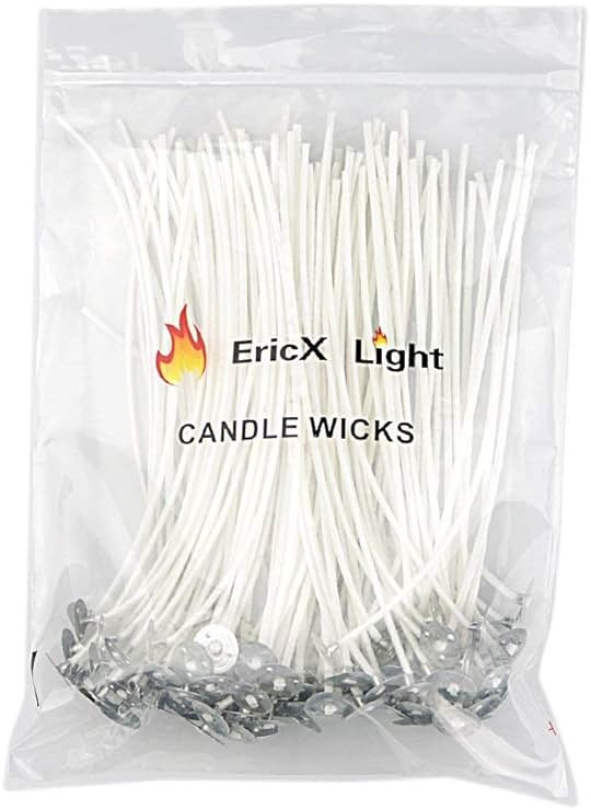 EricX Light 100 Piece Natural Candle Wick, Low Smoke 6" Pre-Waxed & 100% Natural Cotton Core,For Candle Making,Candle DIY - Product Image