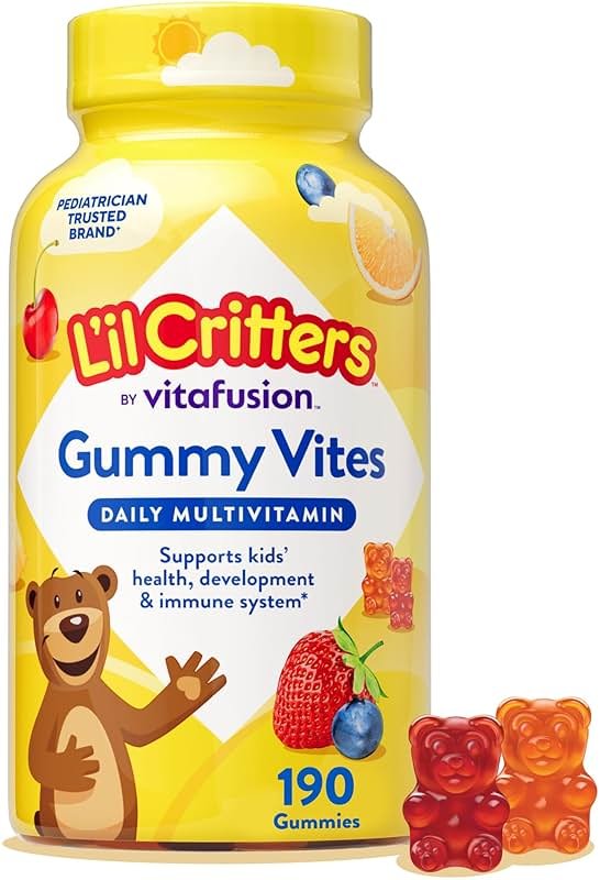 L'il Critters Gummy Vites Kids Multivitamin | 190 Gummies with Vitamins A, B, C, D, E | Assorted Fruit Flavors | Gluten and Dairy Free Children's Daily Supplement - Product Image