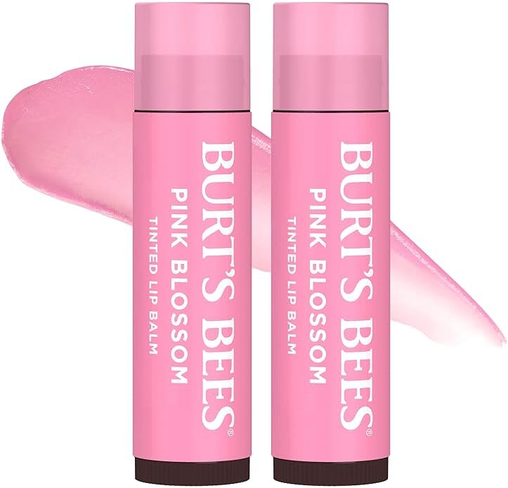 Burt's Bees Lip Tint Balm, Mothers Day Gifts, with Long Lasting 2 in 1 Duo Tinted Balm Formula, Color Infused with Deeply Hydrating Shea Butter for a Natural Buildable Finish, Pink Blossom (2-Pack) - Product Image