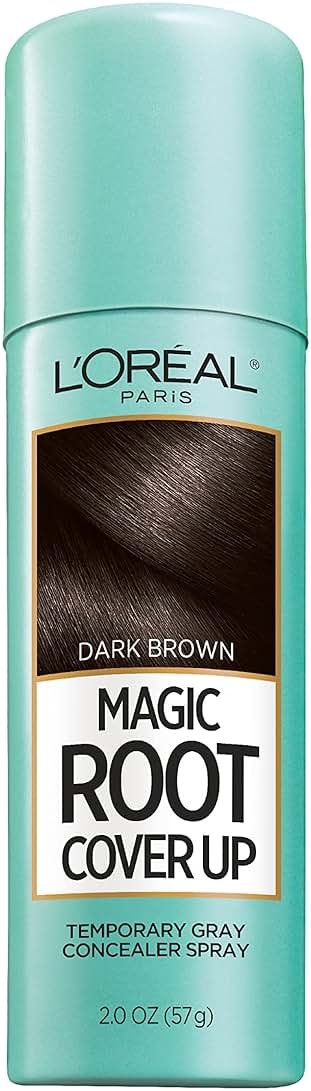 L'Oreal Paris Magic Root Cover Up Gray Hair Spray, 100% Gray Hair Coverage with Buildable, Lightweight, Transfer-Resistant, and Temporary Formula, Ammonia-Free, Dark Brown, 2 oz (1 Count) - Product Image