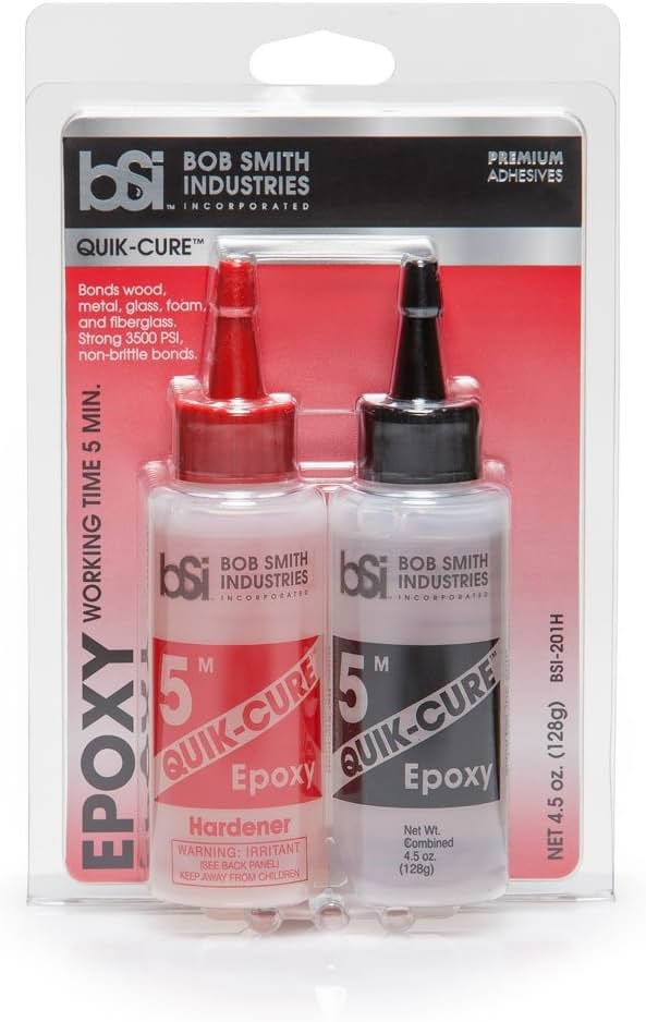 Bob Smith Industries BSI-201 Quik-Cure™ Epoxy - 4.5 oz. Combined, Clear - 5-Minute Fast-Setting Adhesive for Wood, Metal, Glass, Crafts & Repairs - Product Image