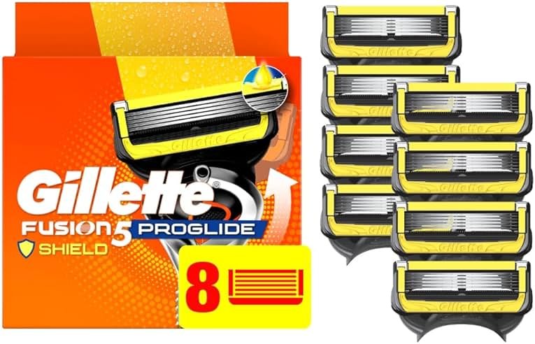 Gillette ProGlide Shield Razor Blade Refills for Men, 5-Blade Cartridges with Lubrication, Precision Trimmer, Fits Fusion5 and ProGlide Handles, 8 Count - Product Image