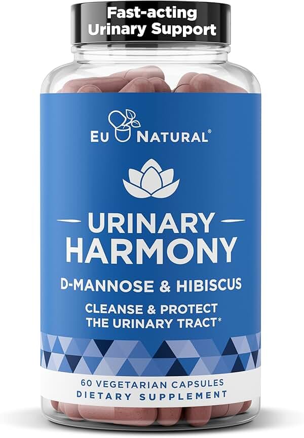Eu Natural Urinary Harmony D-Mannose Supplement - Urinary Tract Health for Women - Fast-Acting Urinary Cleanse & Flush with Clinical-Strength D-Mannose & Hibiscus - 60 Capsules - Product Image