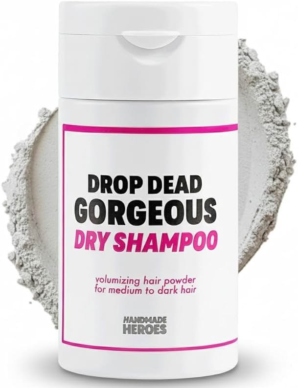 Handmade Heroes Drop Dead Gorgeous Non Aerosol Dry Shampoo Powder 1.8oz - 100% Natural & Vegan Volumizing Powder For Dark Brown Hair & Brunette Hair - Travel Size Haircare for Women - Product Image
