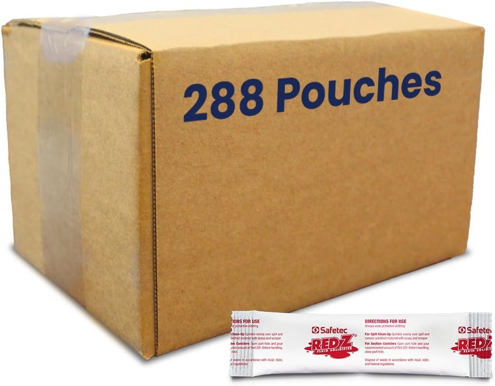 Safetec Red Z .75oz. Single Use Pouch Spill Control Solidifier (288 Pouches/case) - Product Image
