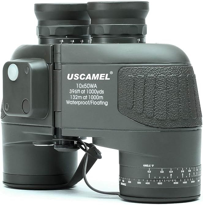 USCAMEL 10X50 Marine Binoculars for Adults with Rangefinder Compass, Waterproof Marine Binoculars for Sailing Boating Fishing - Product Image