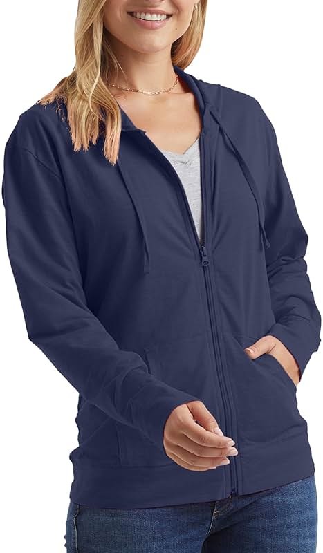 Hanes womens Slub Knit Full-zip Hoodie, Textured Cotton Zip-up T-shirt Hoodie for Women - Product Image