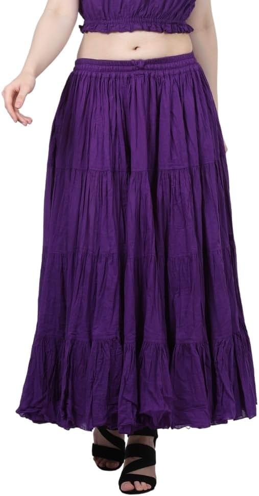 Wevez Women's Flowy Renaissance Long Maxi Tiered Peasant Dance Skirt, Plus Size 0X to 3X - Product Image
