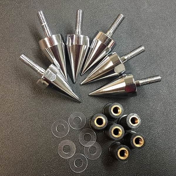HTTMT MT218-002A- Universal Chrome Motorcycle Spike Bolts with Mounting Parts Compatible with Windscreen Fairings License Plate - Product Image