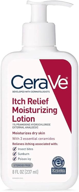 CeraVe Anti Itch Moisturizing Lotion with Pramoxine Hydrochloride, Relieves Itch with Minor Skin Irritations, Sunburn Relief, Bug Bites, 8 Ounce - Product Image
