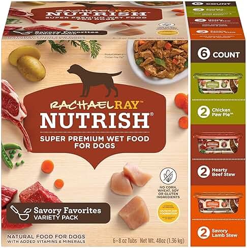 Nutrish Rachael Ray Savory Favorites Wet Dog Food Variety Pack, 8 oz. Tubs (Pack of 6) - Product Image