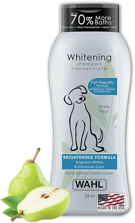 Wahl USA Whitening Shampoo White Pear scent for Pets – Whitening & Animal Odor Control with Silky Smooth Results for Grooming Dirty Dogs – 24 oz - Model 820001A - Product Image