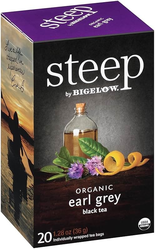 steep by Bigelow Organic Earl Grey Black Tea, 20 Count (Pack of 6), 120 Total Tea Bags - Product Image