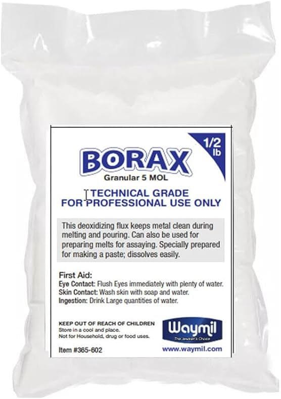Waymil Borax Flux Granular1/2 Pound for Gold Silver Melting Casting Crucible Glazing Jewelry Soldering Flux Paste | borax flux for melting, casting and soldering applications - Product Image